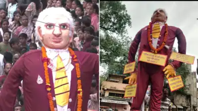 Watch: Nagpur’s Marbat festival features giant Trump effigy; people protest 50% tariffs on India