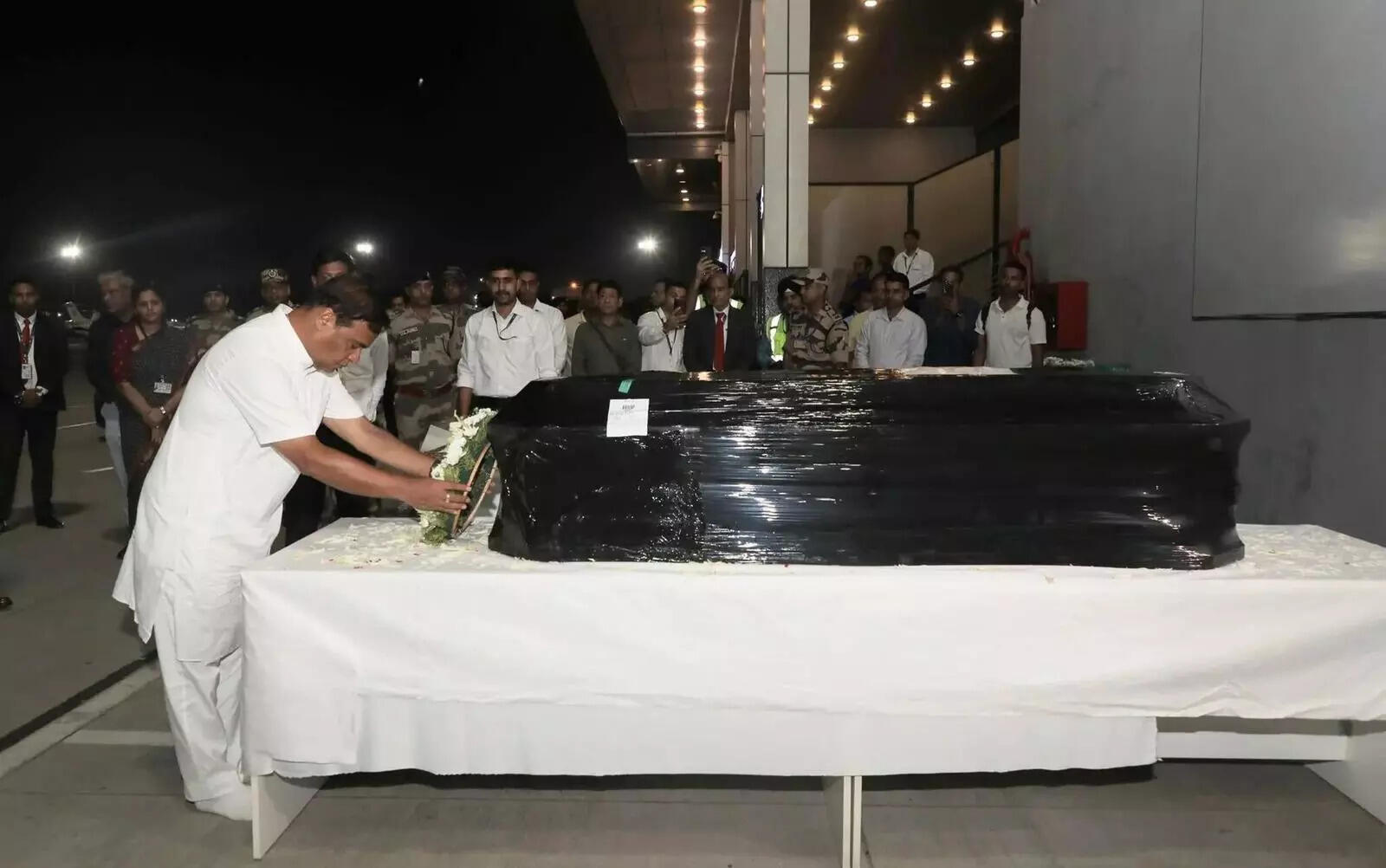 Singer Zubeen Garg's body arrives at Guwahati airport.