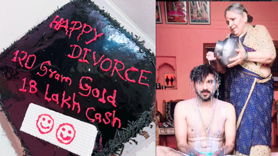 'Single hoon, khush hoon': Man performs 'shuddhi' milk bath ritual, cuts cake after divorce – Watch