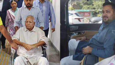 Lalu family ahead of the hearing in IRCTC scam case. (PTI photos) 'Lalu known as management guru': Tejashwi reacts after charges framed in IRCTC case; calls it ‘political vendetta’