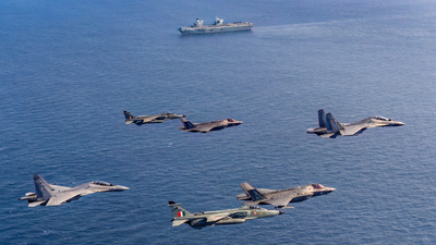 ‘Collective commitment to regional stability’: IAF, Royal Navy hold exercise over Indian Ocean - pics