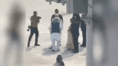 Watch: Nitish tries to touch Modi's feet at Patna airport; This is how PM reacts