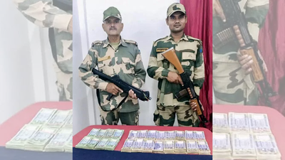 BSF jawans with the sized curency (ANI) BSF ops across South Bengal border: Gold worth Rs 55 lakh, Bangladeshi currency sized; one arrested
