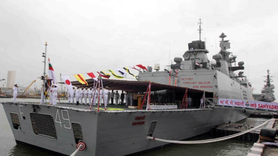 INS Sahyadri INS Sahyadri docks at Guam as Quad's Malabar naval exercise kicks off today